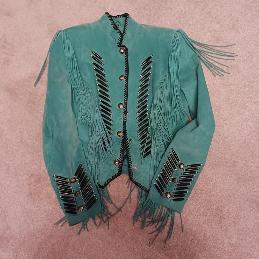 Vintage Tuquoise Cripple Creek Leather Jacket